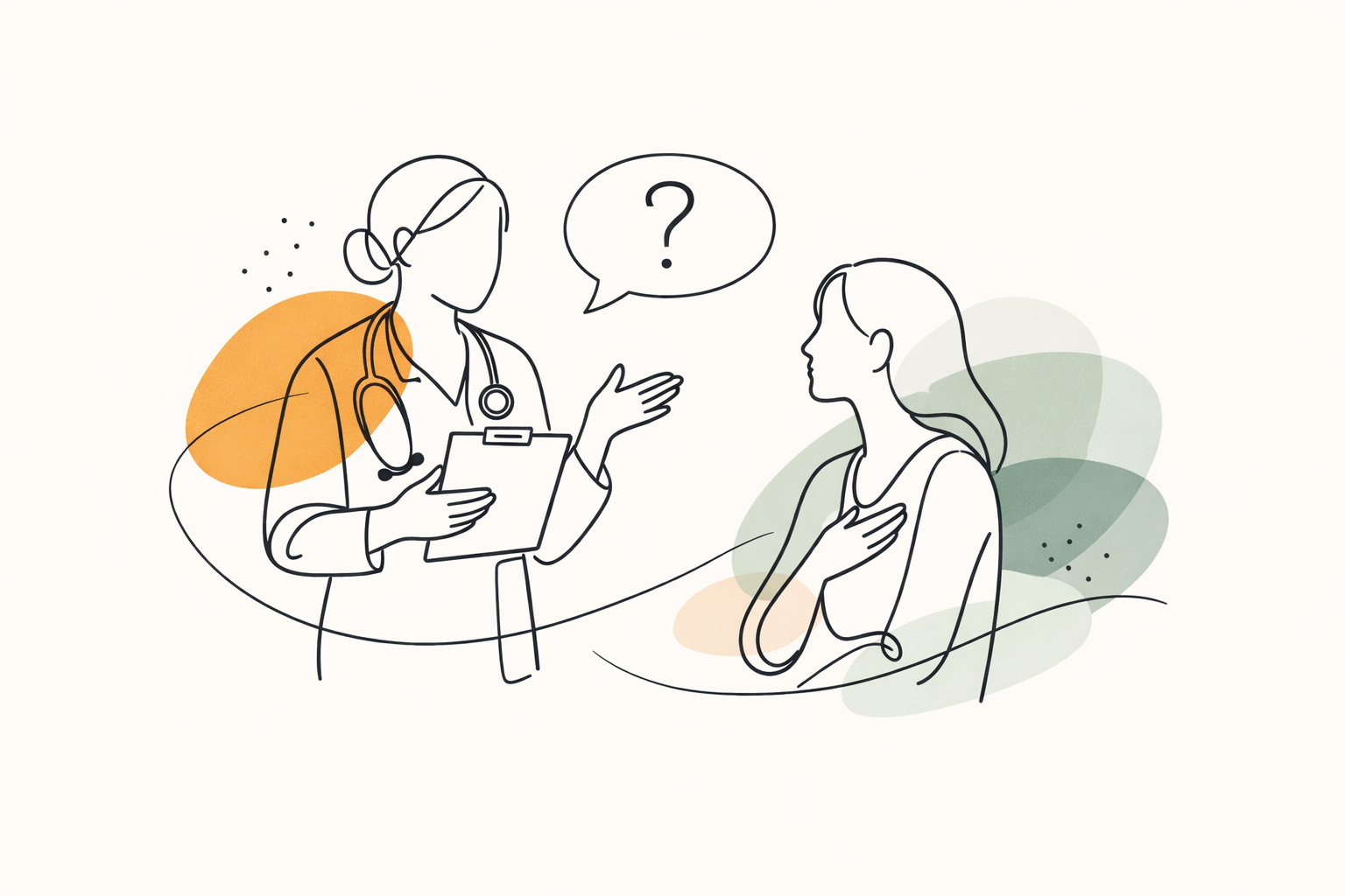 Doctor and patient in consultation — illustration